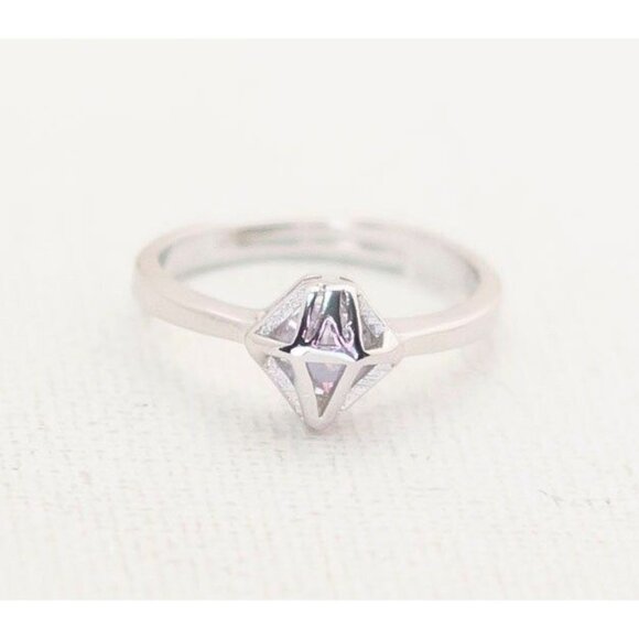 Vintage Diamond Prison Sterling Silver Adjustable Ring Size 7 1/2 - T13 - Picture 3 of 4